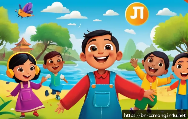 코코몽 관련 게임 소개 - A vibrant and colorful educational game scene featuring interactive cartoon characters designed for ...